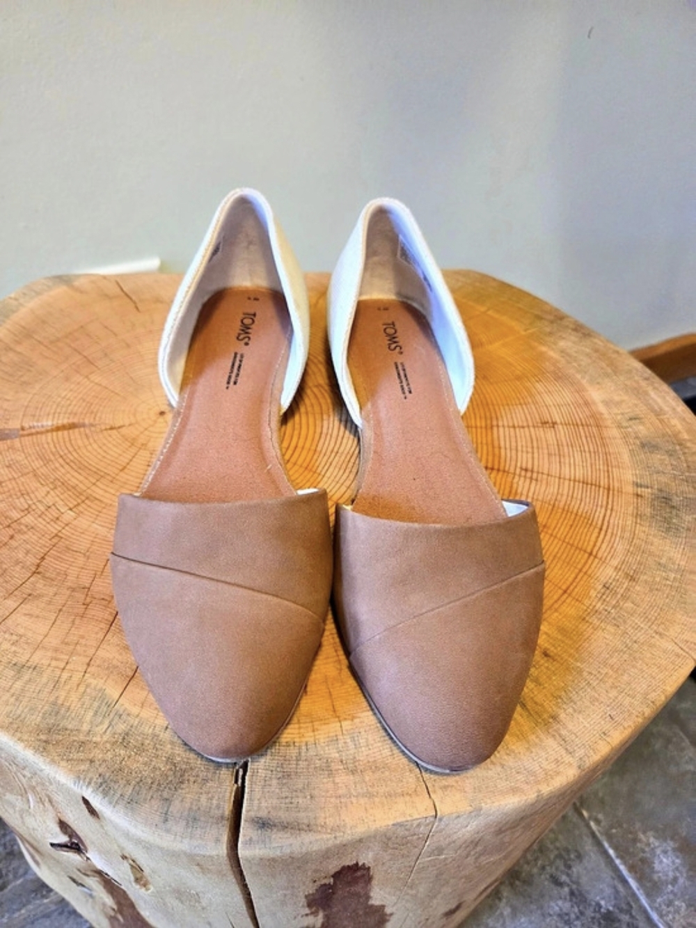 TOMS Jutti D'Orsay Flat Pointed Toe Brown US 9